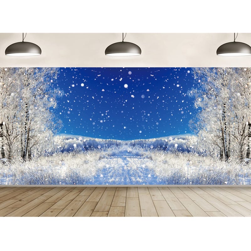 LFEEY 20x10ft Dreamy Forest Snowflake Background Winter Alps Snowy Landscape Photography Backdrop Falling Snow Covered Pine Tree Fir Mountain Snowfield Christmas New Year Holiday Studio Vinyl Props - Image 2